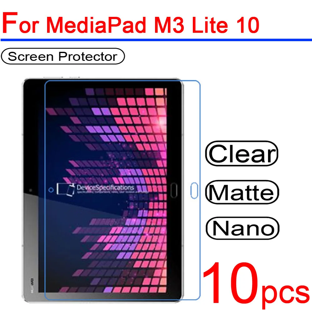 

10pcs Ultra Clear LCD for Huawei MediaPad M3 Screen Protector Cover for Huawei MediaPad M3 Lite 8 10 8.4 Tablet Protective Film