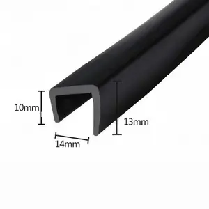 Rubber Sealing U Strip 13x14x10mm for 9.5 - 10mm thick Glass Metal Car Wood Panel Board Edge Encloser Shield Black