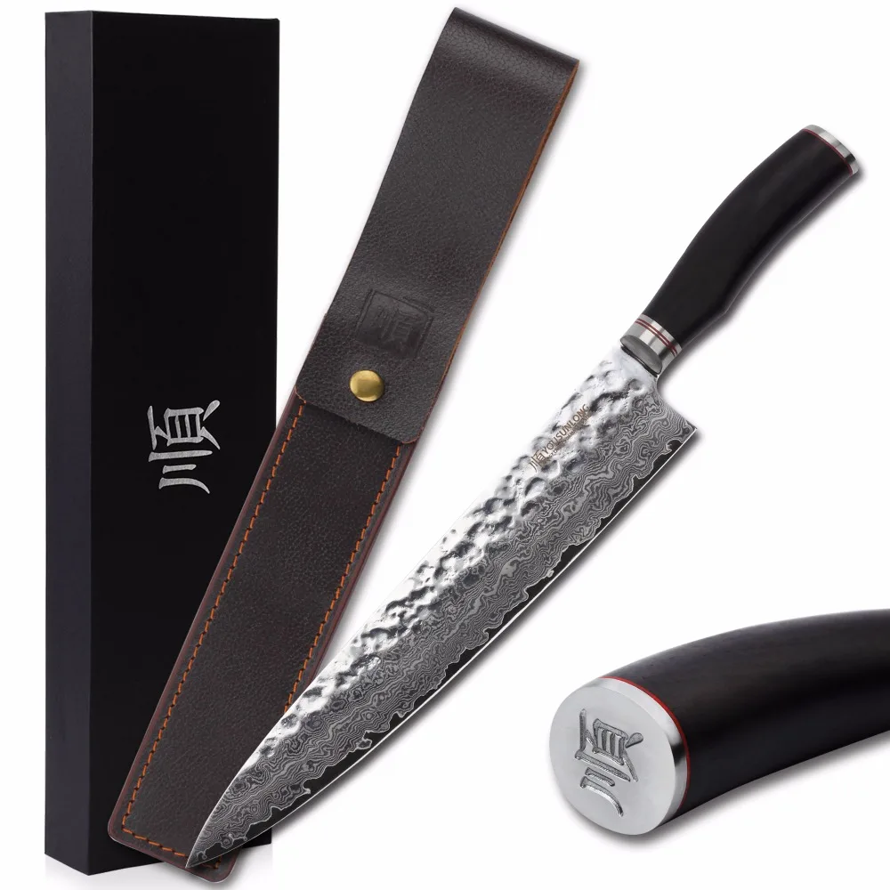 YOUSUNLONG ножи шеф повара 12 дюймов Pro Gyuto японский VG10 молотый Дамаск натуральная
