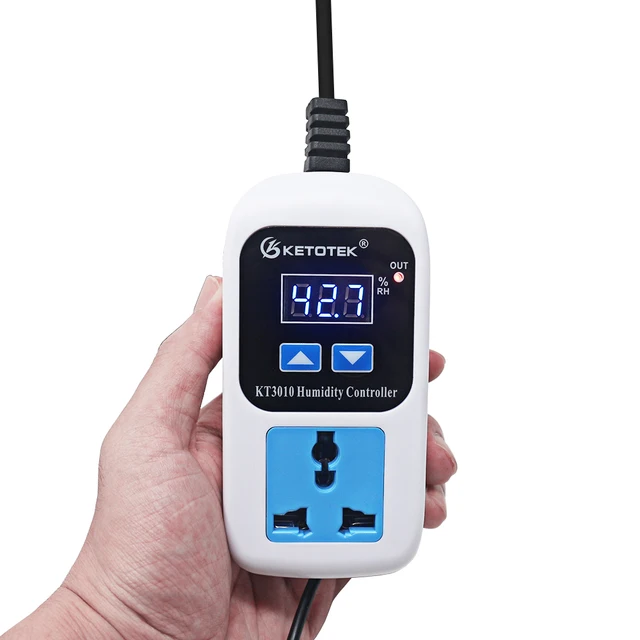 0% ~ 99% rh Digitaler Feuchtigkeitsregler Hygrostat Feuchtigkeitsregelung  Schalter Steckdose Ausgang Eingang EU-Stecker Hygrometer 110-220V