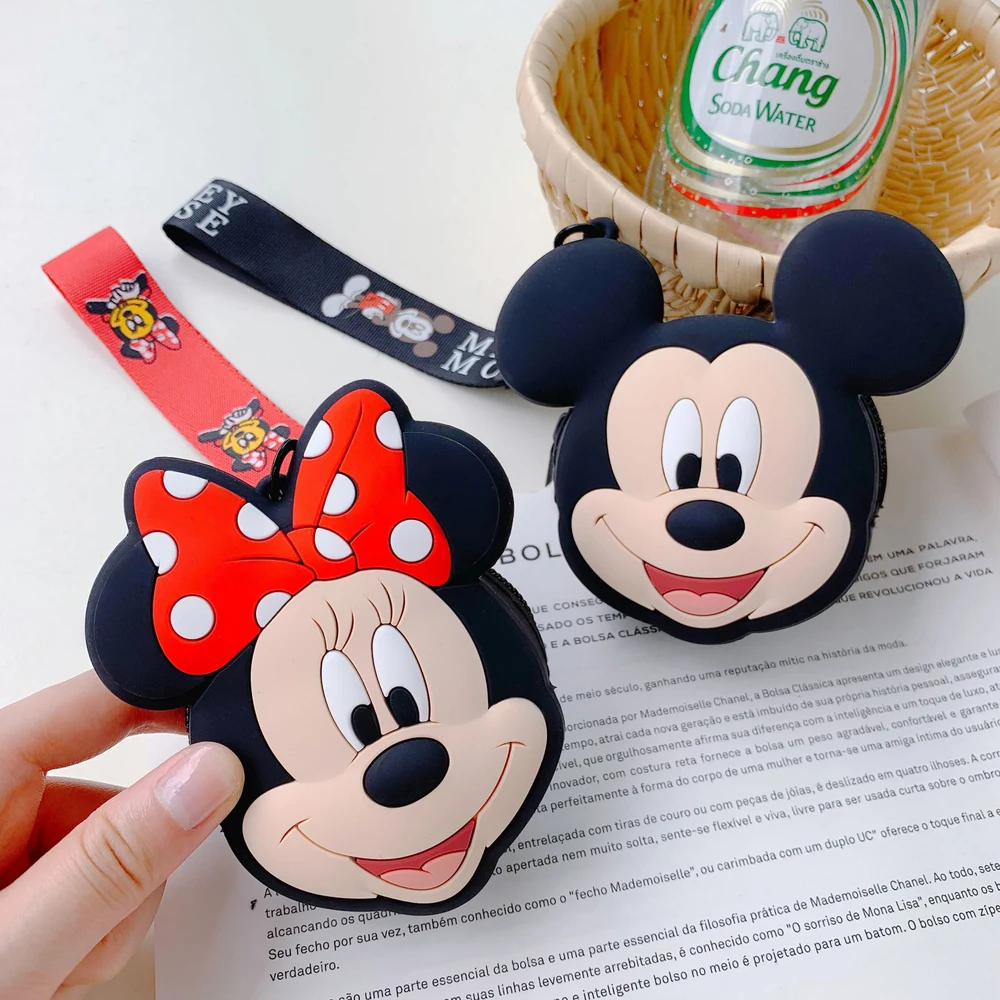 

For Apple Airpods Charging Box Case Cute Cartoon Mickey Minnie Portable Earphone Storage bag Soft Silicone Cases Cover + Straps