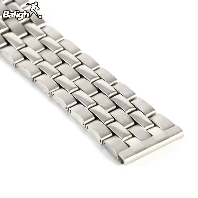 Stainless Steel Metal Strap Silver Watch Band Unisex Bracelet 18 20 22mm Watch Band Double Fold Deployment Clasp Watch Buckle