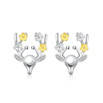 

925 Sterling Silver Animals Deer Stud Earrings For Women Girls Female Wedding Fashion Christmas Gifts Jewelry A189