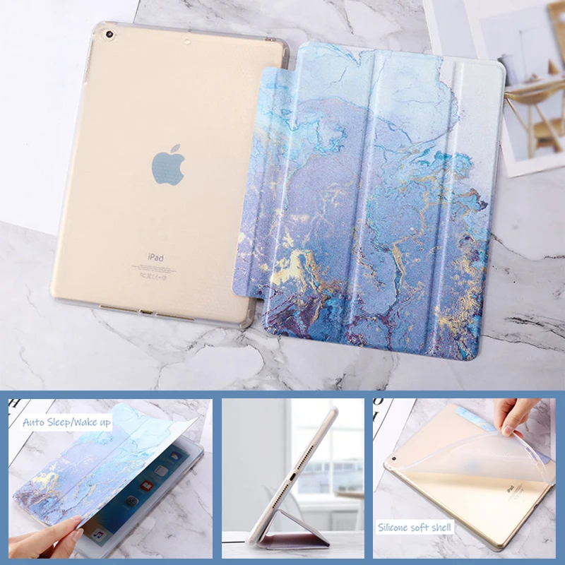 

For iPad 2017 2018 Case 9.7 TPU Marble Grain Leather Smart Cover for iPad 5/6 Air 1 2 Air 10.5 Mini 1234 iPad 234 Pro 10.5 case
