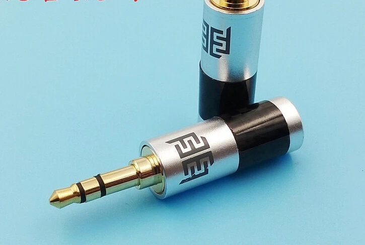 free shipping 40pcs Gold plated carbon zinc alloy 3 5mm 3 pole Male Headphone Jack Audio Connector for 6mm diameter cable