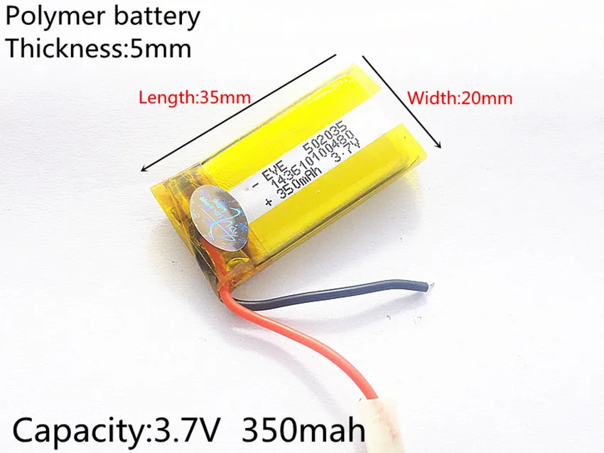 3.7V,350mAH,502035 PLIB; polymer lithium ion / Li-ion battery for GPS,mp3,mp4,mp5,dvd,bluetooth,model toy mobile bluetooth