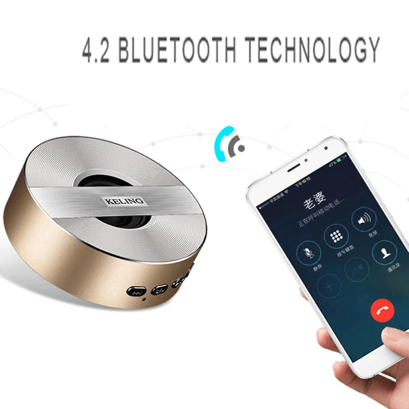 Keling мини беспроводной bluetooth-динамик Металл Портативный subwoof звук с микрофоном TF карта fm-радио AUX MP3 музыка громкоговоритель