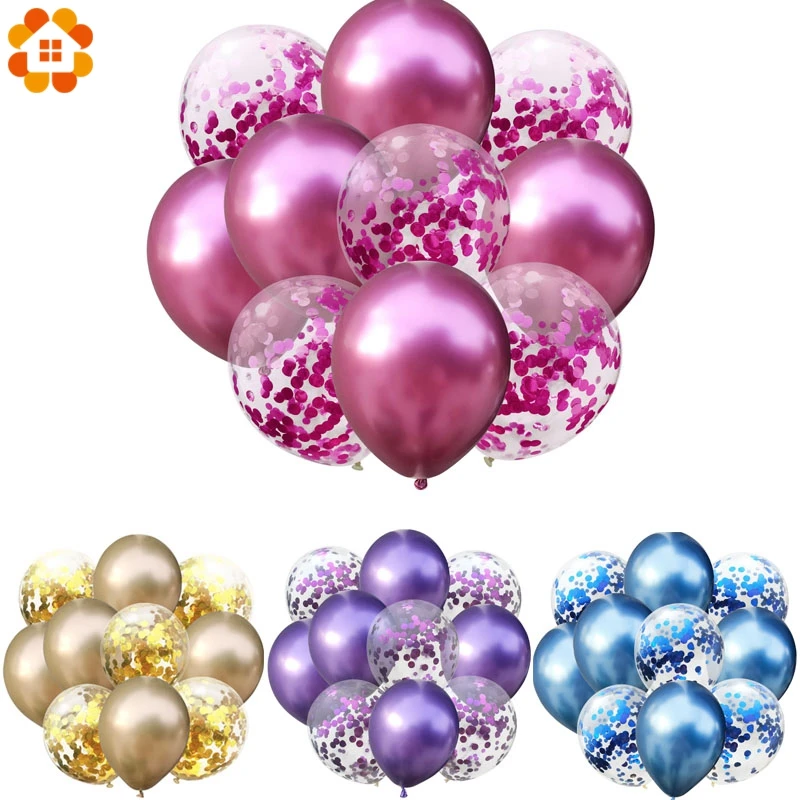 

5PCS Confetti Latex Balloon 12inch Balloon Romantic Wedding Decoration Gold Foam Clear Confetti Balloons Birthday Party Supplies