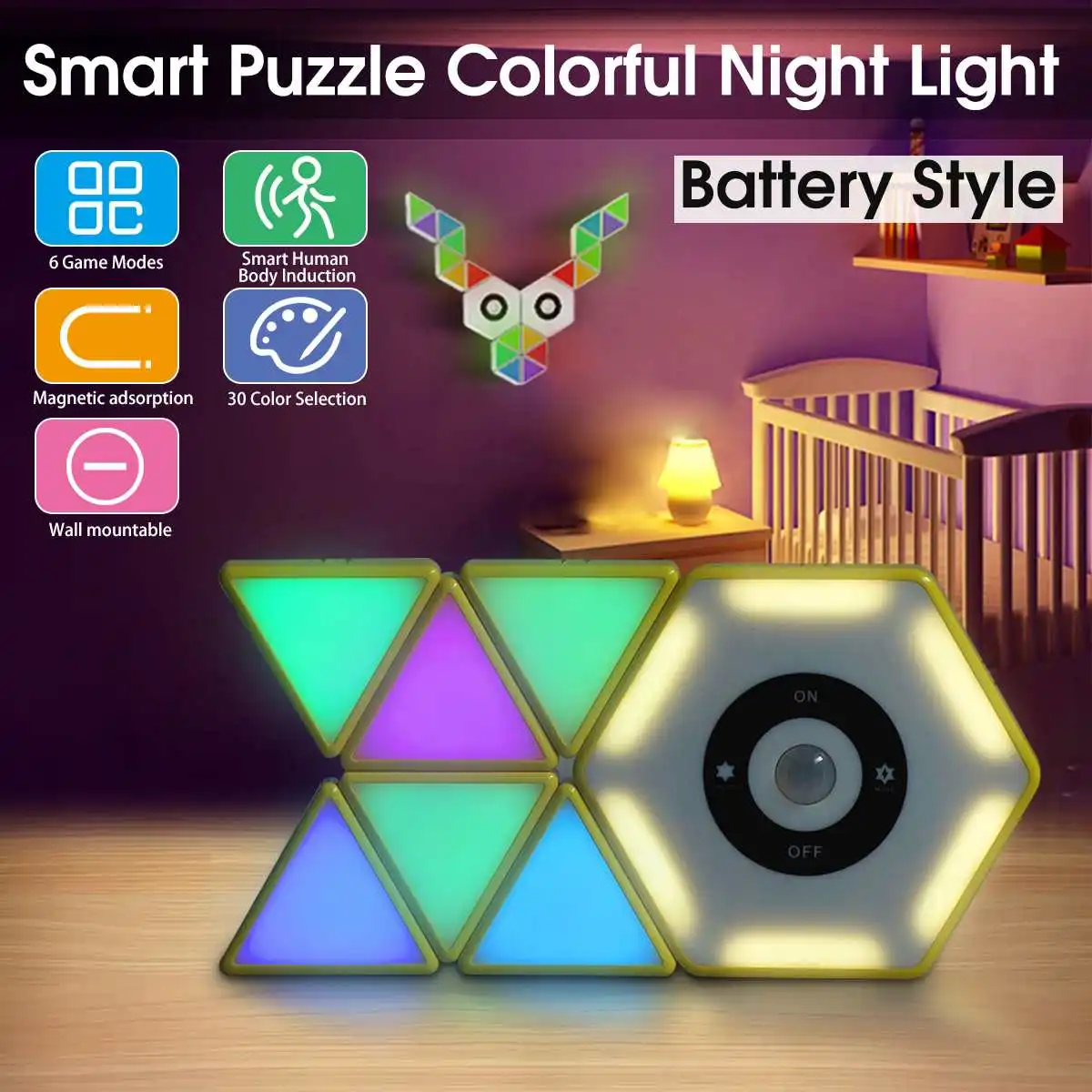 

DIY Tetris Puzzle Light Intelligent Block Lamp Night Light 30 Colors LED Motion Activated Sensor Indoor Room Lamp Game Tower