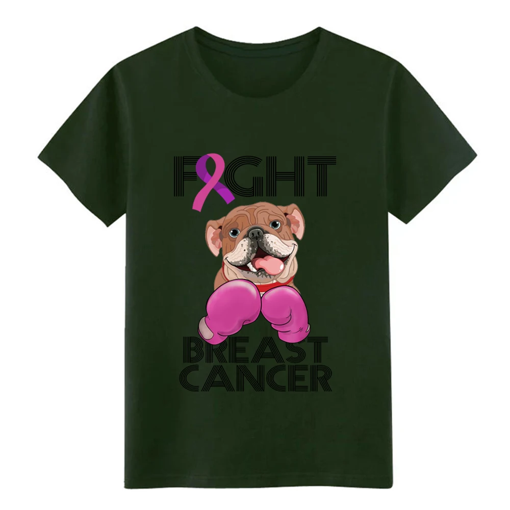 Men s Fight Breast Cancer Bulldog Breast Cancer Month t shirt printed tee shirt Euro Size S-3xl Original Gift Funny Casual shirt