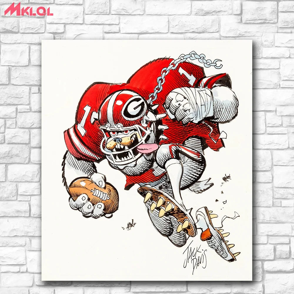 American Bulldogs College Football Illustration Wall Art