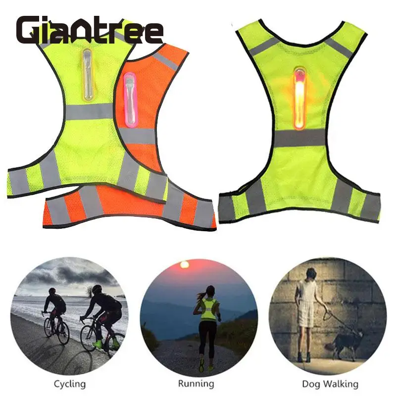 

giantree reflective vest Sport Vest Reflective Polyester Fiber Camping Safty LED Jacket reflective material Outdoor sports safe
