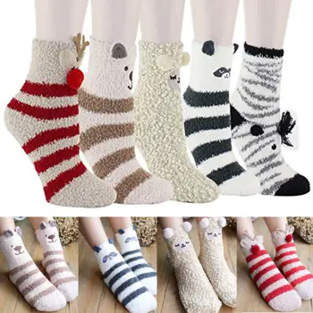 

2018 New Women Girls Bed Fits Socks Kawaii Cute Ladies Soft Warm Fluffy Bed Socks Animal Warm Socks Hoemwear