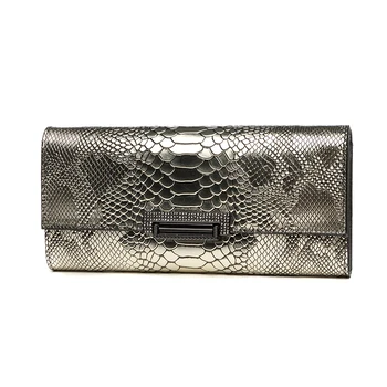 

Women Genuine Leather Long Clutch Wallet Hand Bag Banquet Party Shoulder Bag Lady Handbag Celebrity Serpentine Purse Card Golden