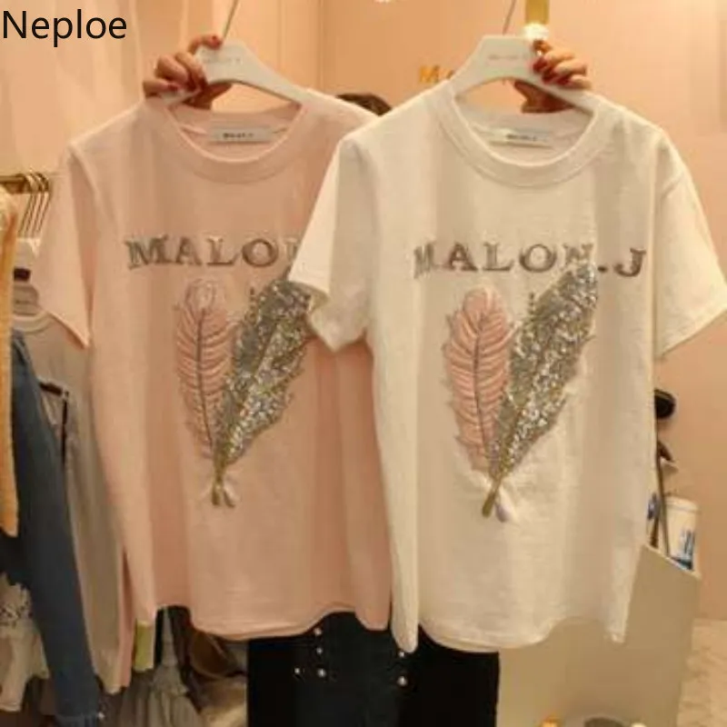 

Nepole Harajuku Cartoon print Summer 2019 Women Top Korean Mesh Patchwork T-shirts Loose O-neck Short Sleeve Tees 43234