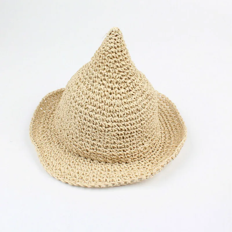 

2019 Fashion Baby Girl Summer Sunhat Beach Floppy Hat Wide Large Brim Straw Natural Sun Hat Pointed Tip Cap New