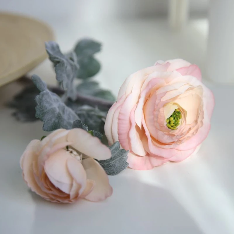 STAR FLOWER 1 PCS Artificial 4 Flower Heads Ranunculus asiaticus Peony Silk Flowers Wedding Home Decoration Gift 02061 | Дом и сад