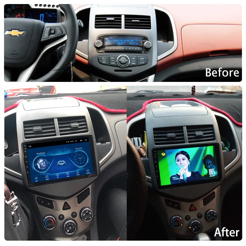 Top 9 inch android 8.1 car dvd multimedia gps navigation system for Chevrolet Aveo/Sonic 2011-2013 built-in Radio Video Bt Wifi 1