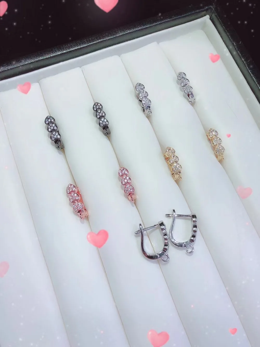 

Y462 1 Pair Golden plated Paved CZ Cubic Zirconia Necklace Earrings Back Jewelry Connector DIY Fine Jewellery Making