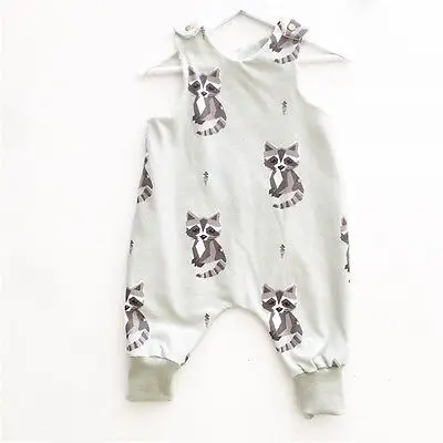 Детский комбинезон без рукавов с принтом лисы|baby girl romper|girls romperromper jumpsuit |