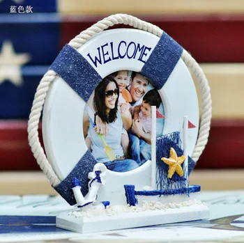 

Hot selling newest Swimming ring photo frame ornaments Mediterranean wood frame home furnishings creative home generation