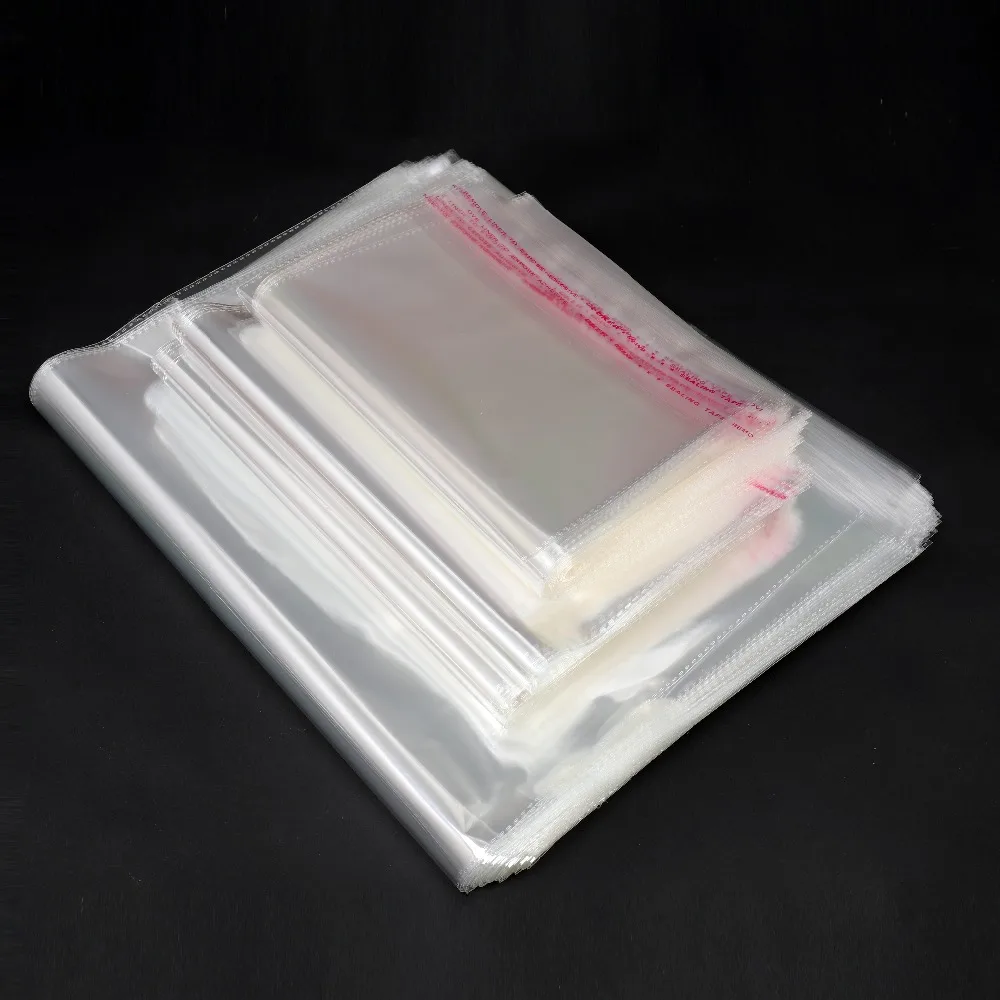 100 шт./упак. новые наклейки Opp Самоклеящиеся прозрачная Пластик мешки для упаковки ювелирных изделий, сумки ткань посылка сумка подарочные пакеты