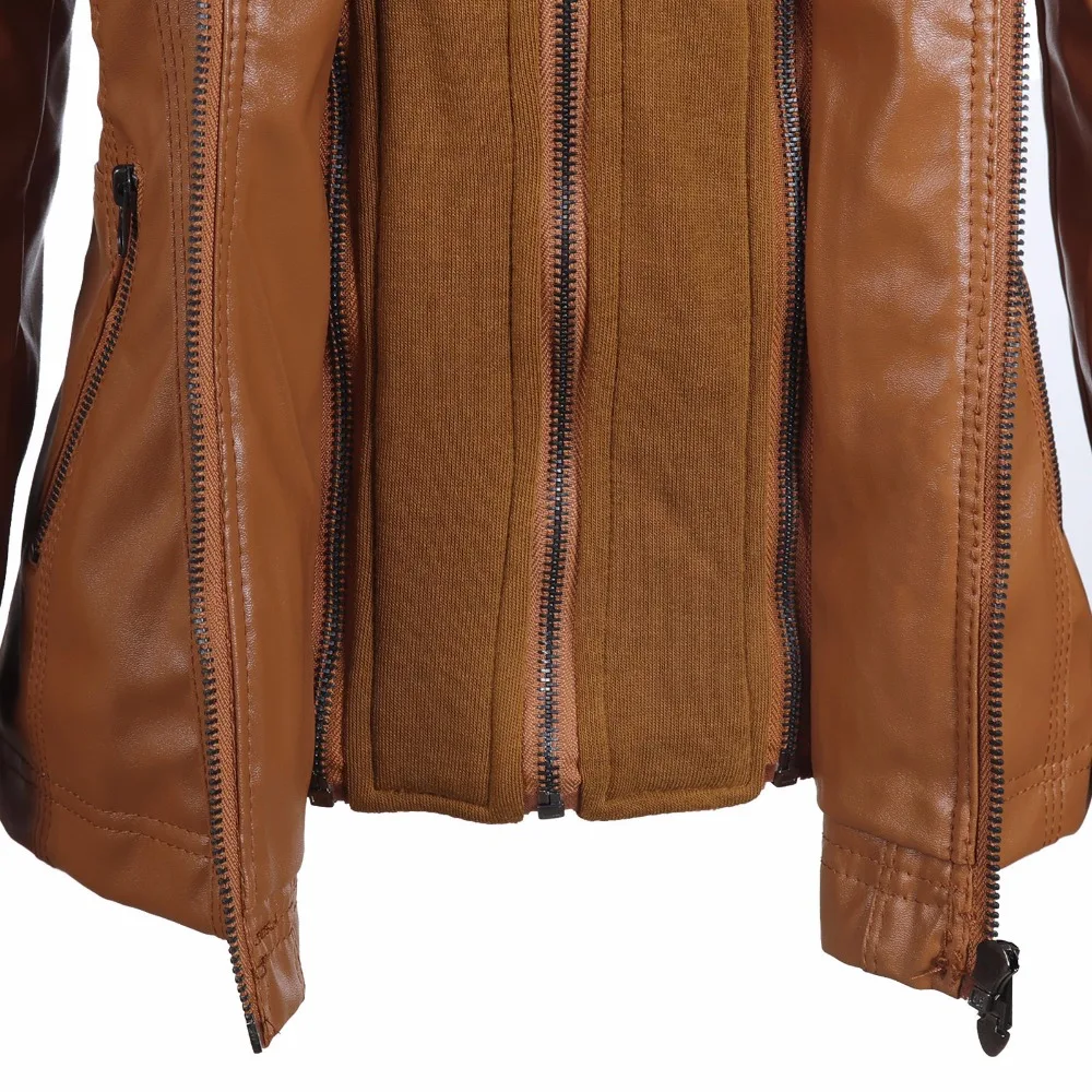 XS-7XL новые зимние женские кожаные пальто больших размеров повседневная кожаная куртка большого размера с молнией женская верхняя одежда из искусственной кожи J733
