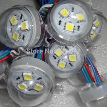 30 мм Диаметр UCS1903 белый мерцающий Пиксельная строка, DC12V вход переменного тока, 20 штук нитке, IP68 Номинальная; прозрачной крышкой