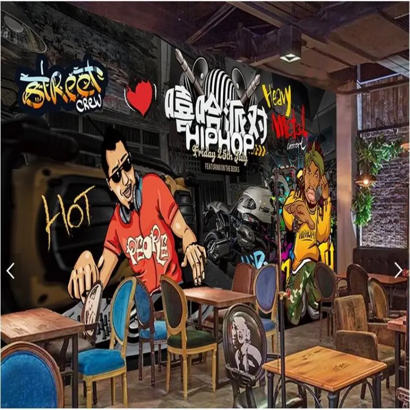 Large European Mural Wallpaper Hip Hop Style Restaurant Ballroom