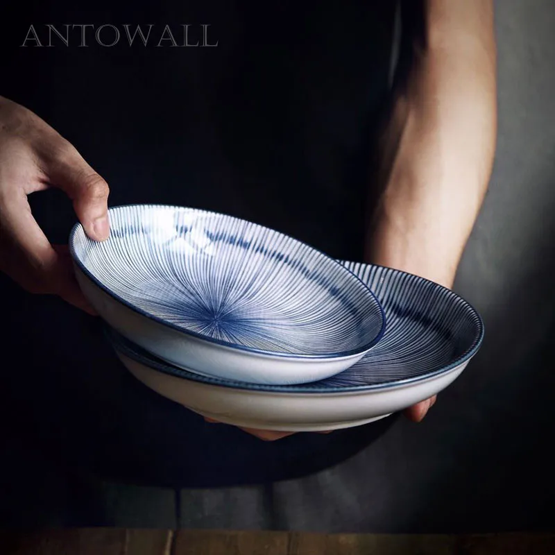 

ANTOWALL Ceramic deep rice/salad bowl , spoon,chopsticks stand, dish plate set