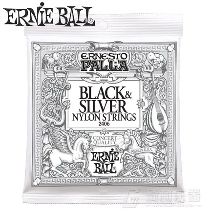 Ernie Ball 2406 или 2409(конец мяча) Ernesto Palla черные и серебряные нейлоновые Классические гитарные струны, 28-42