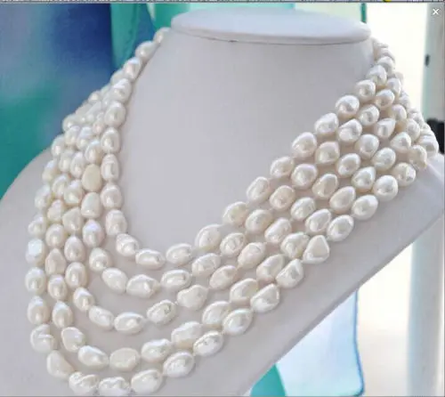 

huij 003217 CLASSIC 13-12MM SOUTH SEA WHITE BAROQUE PEARL NECKLACE48INCH14k