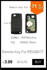 3 кнопки Складной Корпус ключа для Peugeot 207 407 406 307 308 SW 408 107 дистанционного брелока чехол необработанное лезвие HU83 CE0536 без логотипа
