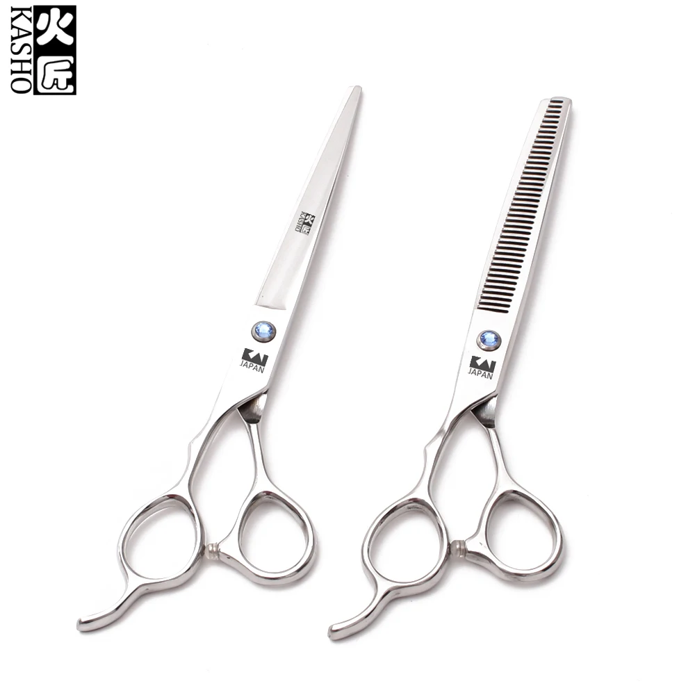 

Left Hand 7" 19.5cm Kasho Blue Stainless Hairdressing Scissors Cutting Scissors Thinning Shears Professional Hair Scissors H8000