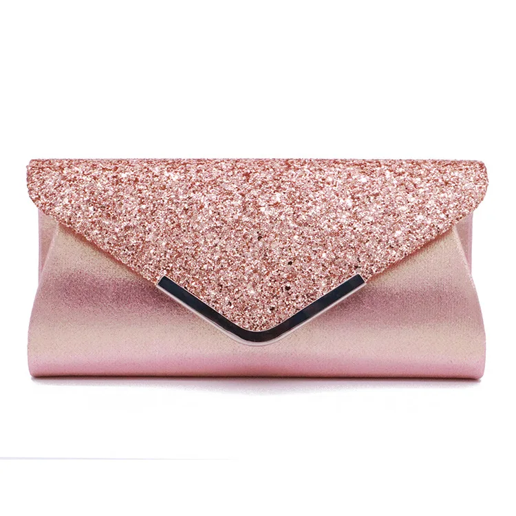 Fashion Lady Women Glitter Clutch Wallet Long Evening Wedding Prom Purse Handbag - Цвет: Розовый