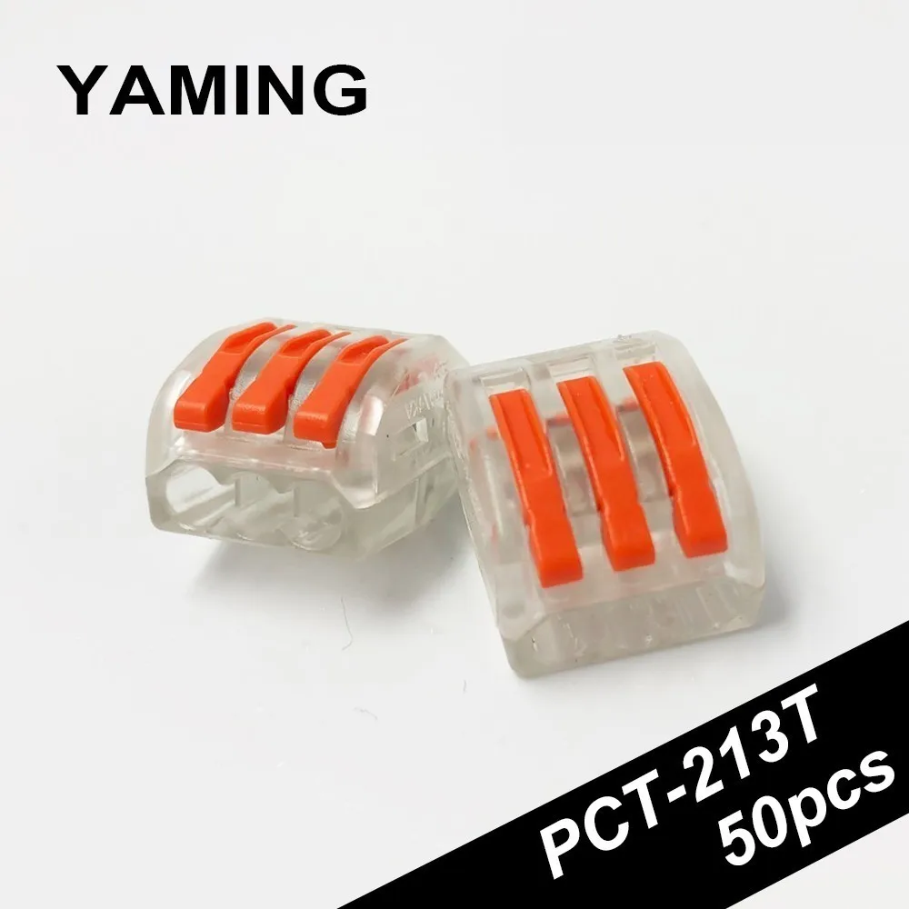 

Transparent Terminal Block 3 pins Copper Wire connector Fast Conductor cable plug Universal Compact PCT-213T (50PCS)