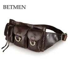BETMEN Ретро Crazy Horse из натуральной кожи мужской Фанни Рюкзак с одной лямкой для путешествий пояс петли Хип Бум Сумка кошелек кошельки чехол для телефона