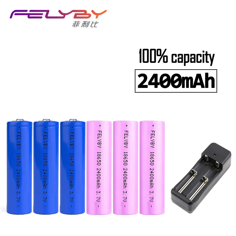 FELYBY 18650 батарея высокого качества аккумуляторная 3 7 V батареи 2400mAh bateria литиевая