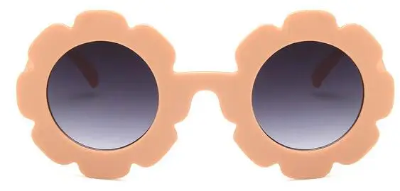 Милые Солнцезащитные очки с круглым цветком для детей, детские очки с защитой от УФ-лучей для мальчиков и девочек - Цвет линз: orange pink