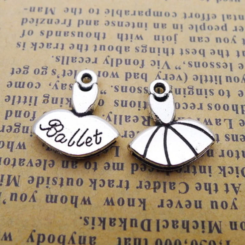 

150PCS Hand Stamped Alloy Ballet Skirt DIY Charms Dangle For DIY Jewelry Gifts 15*16mm