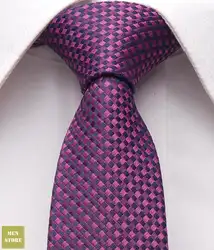 Темно-синий фиолетовый Checker Для мужчин жаккардовые тканые стройный узкий 2.5 "галстук 6.5 см галстуки Свадебная вечеринка жениха галстук lt262