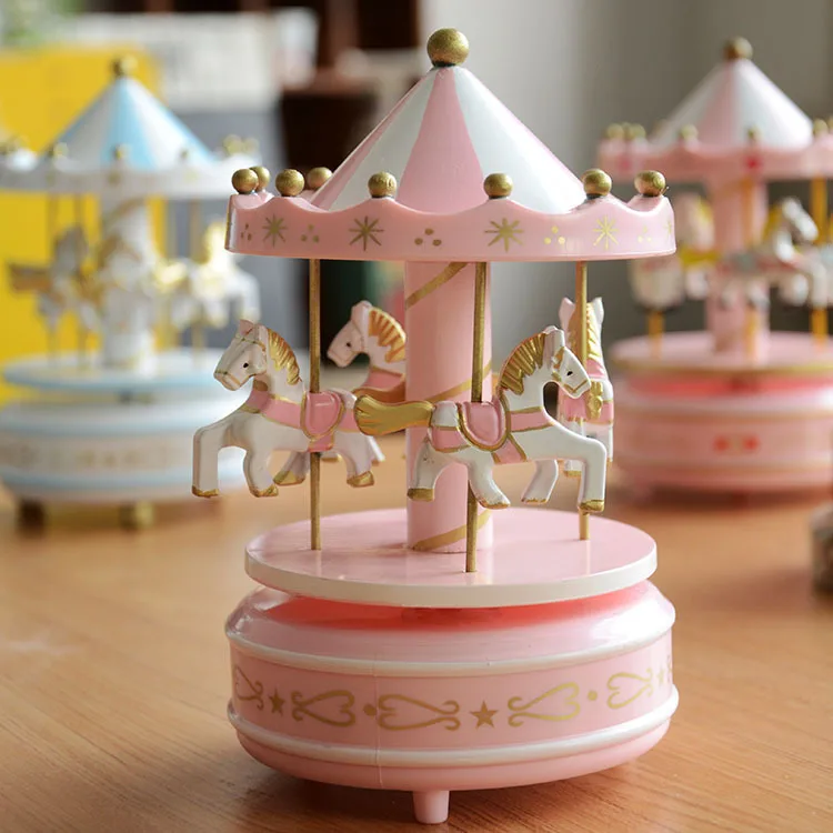 Романтические merry-go-круглые музыкальные шкатулки 1 шт. Zakka Ручная коленчатая деревянная музыкальная карусель свадебные подарки на день рождения