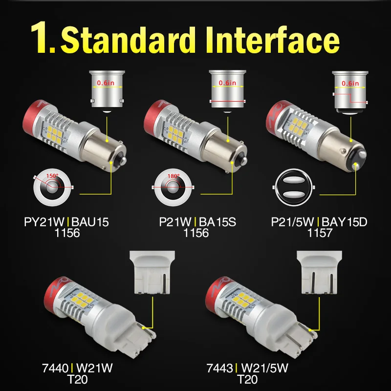 NAO 2x p21w светодиодные фары 12v 1156 ba15s p21/5 Вт PY21W 1157 t20 w21 5w Автомобильный светодиодный стоп-сигнал светильник t20 Светодиодная лампа 7443 W21W 7440 bay15d 2835 bau15s