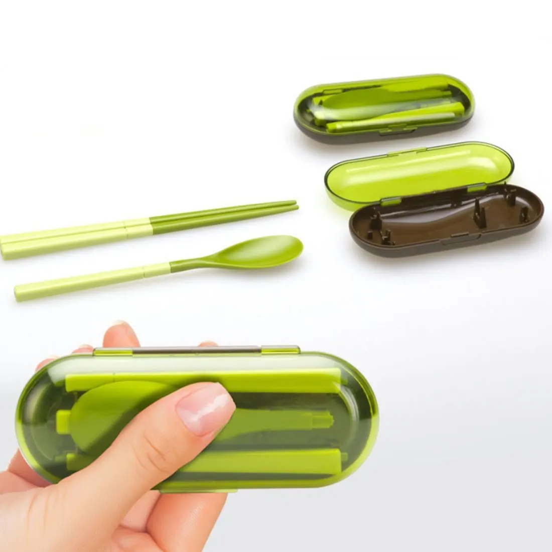 

3 Piece Set With Mini Outdoor Portable Travel Cutlery Set Children's Candy Color Folding Cutlery Set