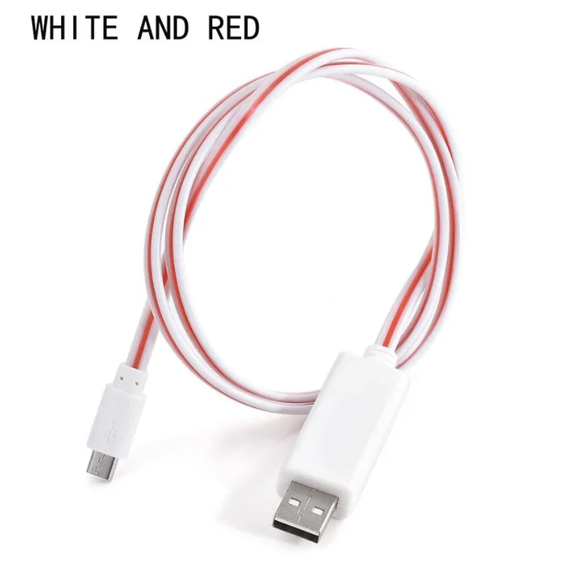 Светодиодный светящийся usb-кабель type C/Micro USB/Lighting cable для iPhone 6 7 samsung S8 зарядное устройство Быстрая зарядка яркий кабель синхронизации данных - Цвет: White And Red
