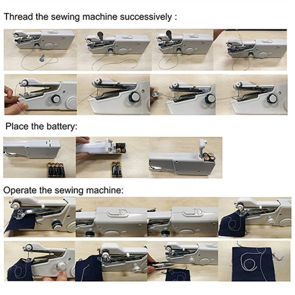 Handheld Sewing Machine Portable Household Mini Quick Stitch Sew Needlework Cordless Clothes Fabrics Electronic Sewing Machine