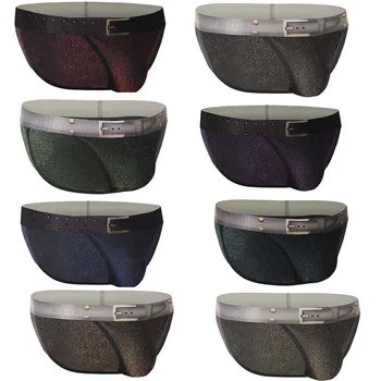 

8PCS/Lot Sexy Men Underwear Briefs Low Waist Shinning Gay Men U Convex Pouch Underpants Underwear Men Stretch Breathable Briefs