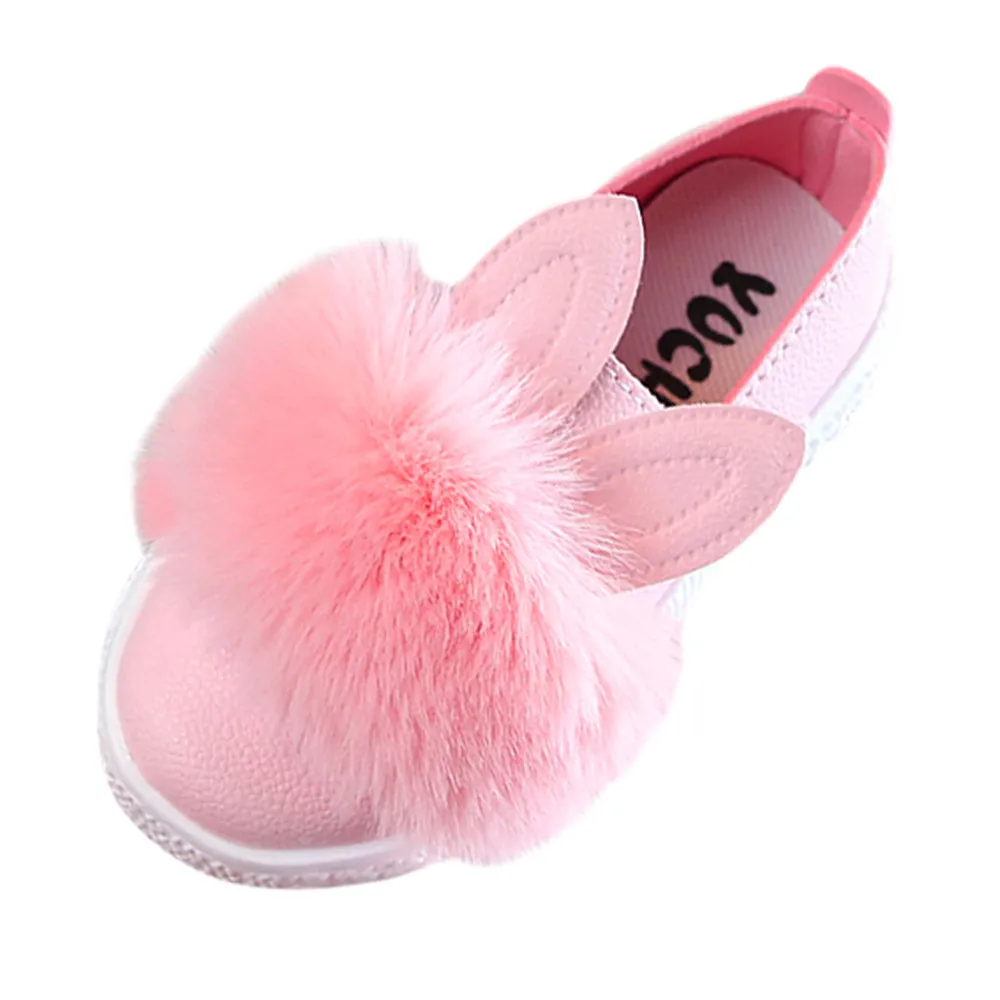 MUQGEW/детские меховые кроссовки для малышей; мягкие Нескользящие тонкие туфли с милым кроликом для девочек; ботиночки для новорожденных; 3 цвета