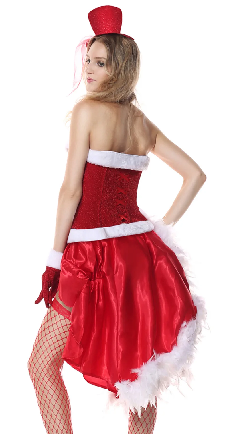 Взрослый престижный Женский Санта-Клаус помощник красный праздничный Эльф Рождественский Костюм милое платье