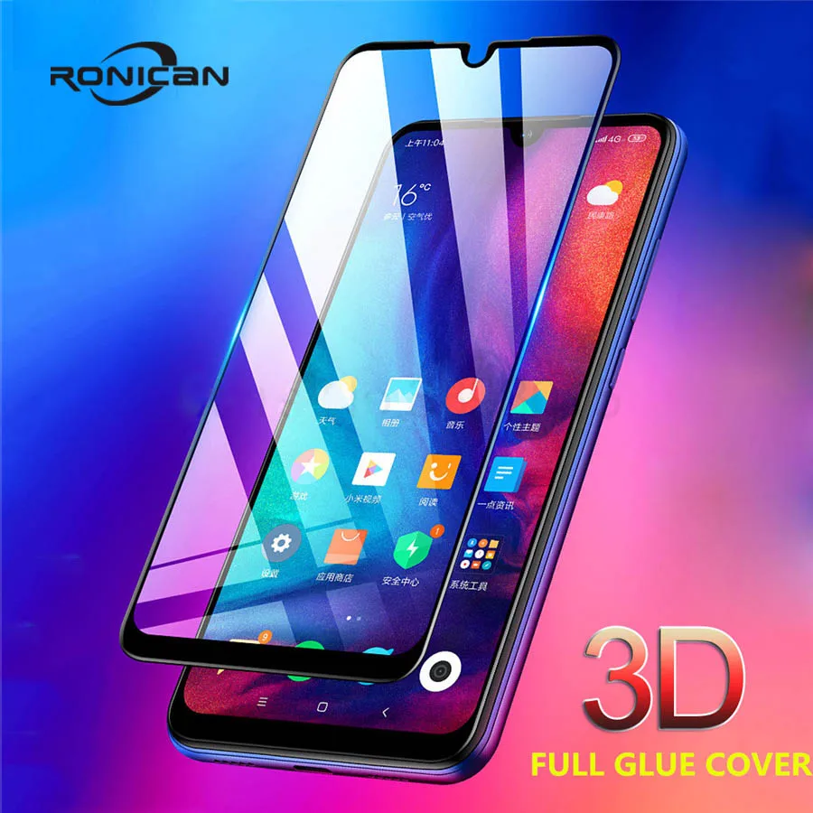 9H 3D стекло для Xiaomi Mi 9 Закаленное пленка Redmi Note 7 полное покрытие с клеем защитная